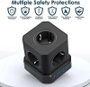 Compact Rubik's cube-sized portable European standard multi-hole socket, high-power vertical power strip USB power strip details Picture